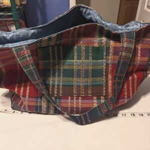 Plaid Tote with 2 outside pockets